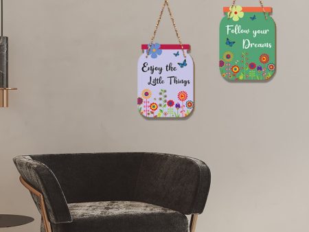 Decorative Follow Your Dreams Wooden Wall Hanging | Set of 2 | 18 x 12 inches Fashion