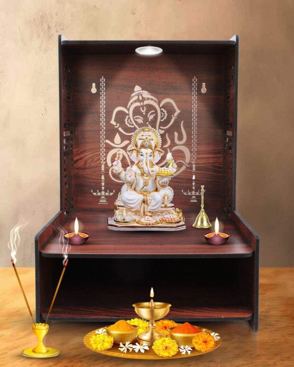 Divine Ganesha Printed Mandir Shelf For Home | 15 x 12 x 16 inches Online