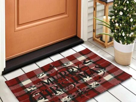 Festive Merry Christmas Plaid Rug | 20 x 31 inches Online now