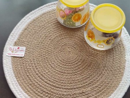 Beige & White Cotton Heat Resistant and Reversible Place Mats with Round Table Mats | Pack Of 6 Online Hot Sale