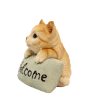 Cute Cat Welcome Sign Polyresin Figurine | 4 x 4 x 5 inches Online