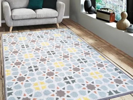 Star Design Tile Anti-Slip Nylon Area Rug | 3 x 5 ft Fashion