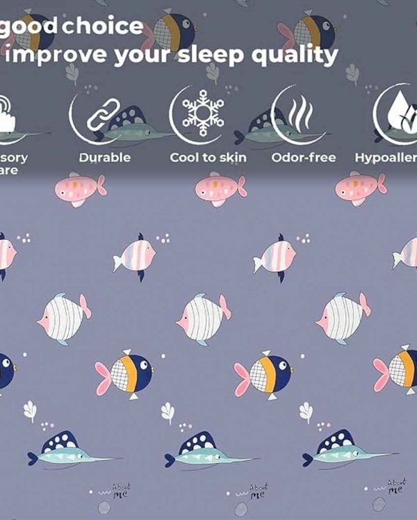 Grey Fish Printed Kids Comfy Quilts Cover With Zipper Online now