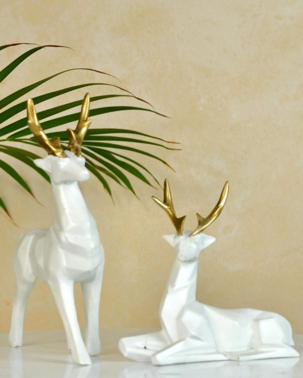 Glamorous Resin Diamond Deer Showpiece | 6 x 2 x 6 inches on Sale