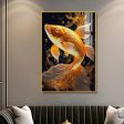 Beautiful Golden Fish Swimming Canvas Wall Painting Online