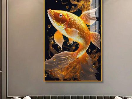 Beautiful Golden Fish Swimming Canvas Wall Painting Online