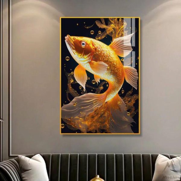 Beautiful Golden Fish Swimming Canvas Wall Painting Online