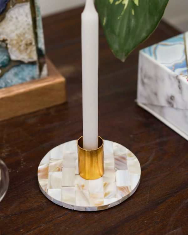 Decorative Round Pearl Tea Light Holder on Sale