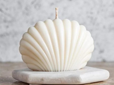 Shell Candles | White | Set of 2 | 7.87 x 3.81 x 7.87 cm   3.1 x 2 x 3.1 inches For Sale