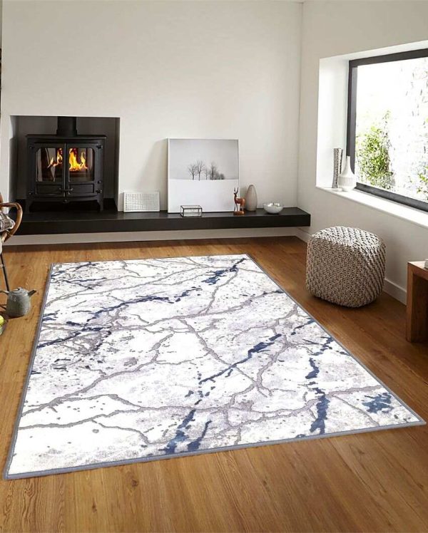 Grey 3D Marble Printed Nylon Carpet | 5 x 3 Feet Online Hot Sale