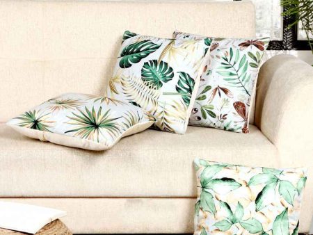 Lush Green Leaf Velvet Cushion Covers | Set of 5 | 16 x 16 inches Online Hot Sale