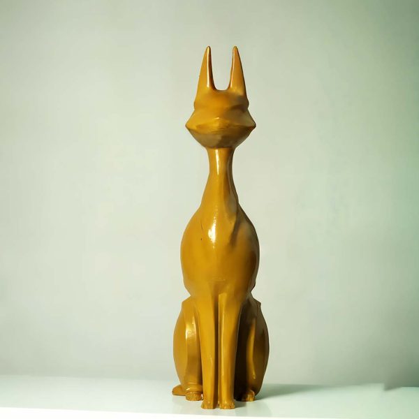 Charming Abstract Yellow Cat Statue Showpiece | 4 x 3 x 11 inches on Sale