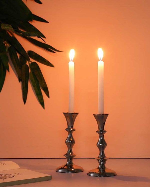 Elegant Aluminium Centerpiece Candle Stands | Set of 2 | 3 x 6 inches For Discount