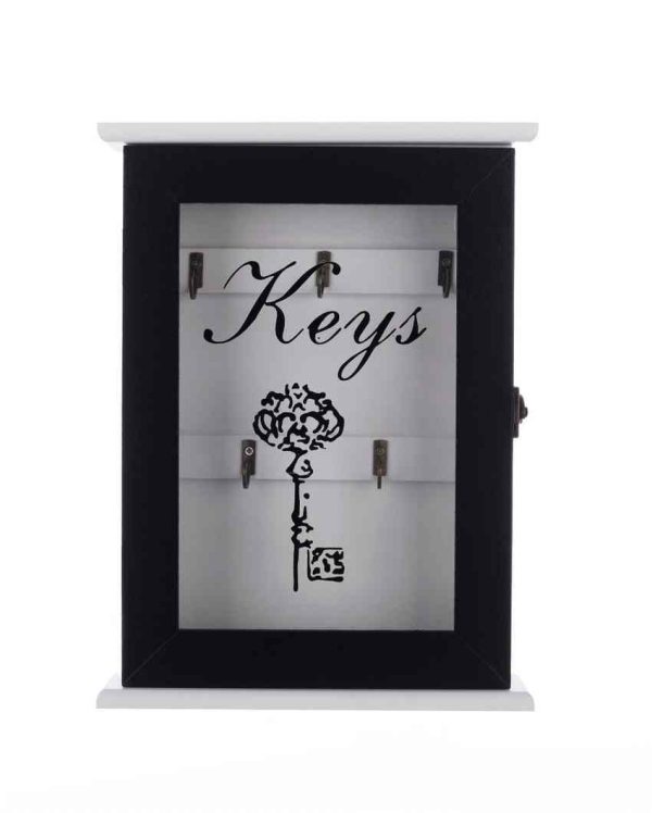 Keys 5 Hooks Key Box Wall Hanging |Black|  8 x 2 x 11 inches For Cheap