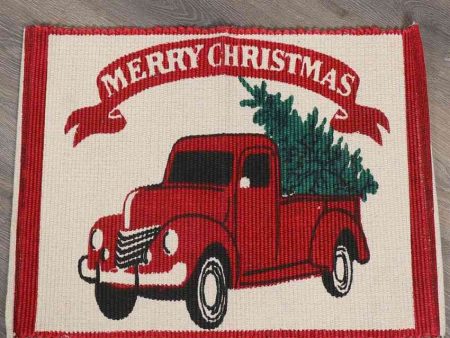 Vintage Red Truck Christmas Tree Rug | 18 x 30 inches Cheap