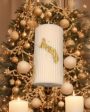 Elegant White Pillar Candle With Golden Flakes | 3 x 6 inches Fashion