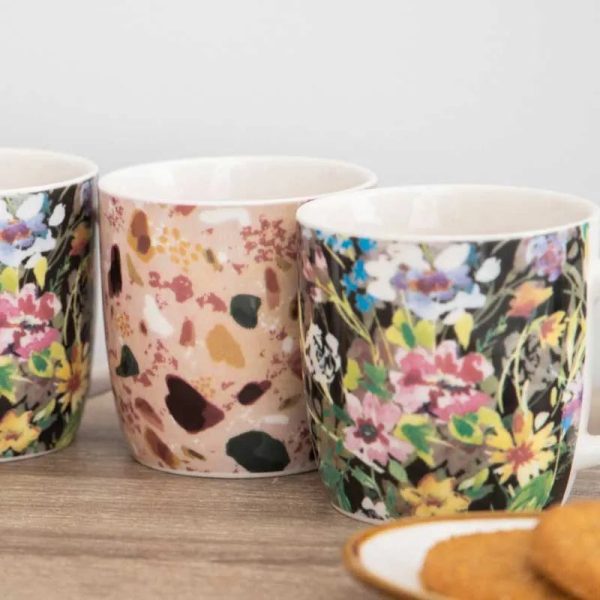 KitchenCraft Barrel Mug Set Terazzo Floral | Set of 4 | 1.5 x 2.8 inches Discount