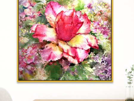 Blossoming Grace Floating Framed Floral Canvas Wall Painting Fashion