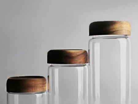 Glass Round Airtight Container With Wooden Lid | Set Of 3 Online Sale