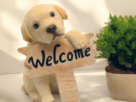 Dog Welcome Sign Polyresin Figurine | 4 x 4 x 6 inches For Cheap