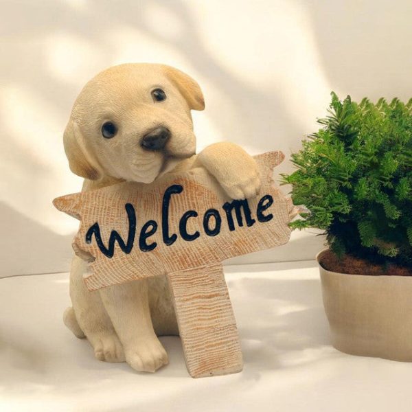 Dog Welcome Sign Polyresin Figurine | 4 x 4 x 6 inches For Cheap