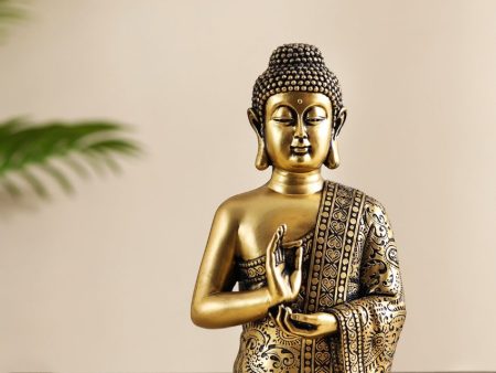 Tranquil Resin Serene Buddha Statue | 4 x 6 x 9 inches Supply