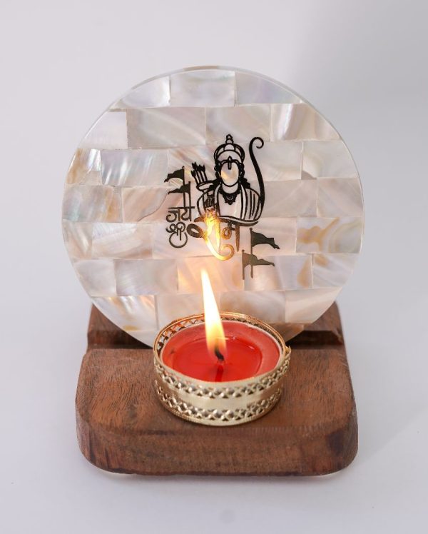 Jai Shree Ram Tea Light Holder Pearl with Wood Online Hot Sale