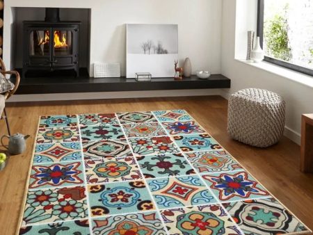 Multicolor Big Blooms Anti-Slip Nylon Area Rug | 3x5 ft Sale