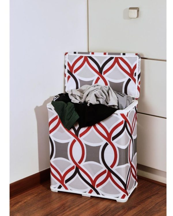 Lattice Print Design Multicolor Laundry Basket | 19 x 11 x 22 inches | 10L Hot on Sale