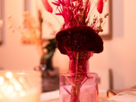 Petal Pink Charm Glass Vase with Bunch Hot on Sale