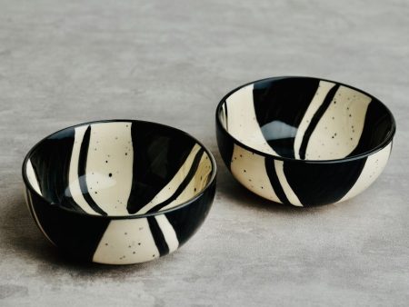 Black & White Ceramic Deep Bowls | Set Of 2 Hot on Sale