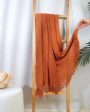 Knitted Cable Cotton Throw | Rust Sale