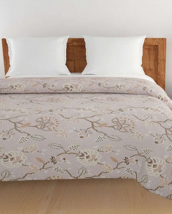 Ananda Brown Floral Cotton Double Bed Size Quilt | 100 x 90 inches Cheap