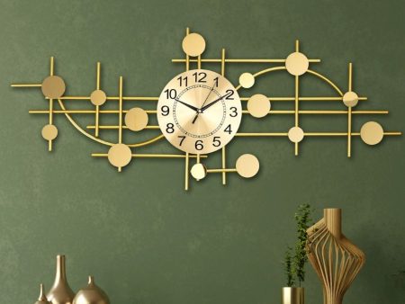 Gold Designer Metal Wall Clock | 48 x 3 x 20  inches Online now