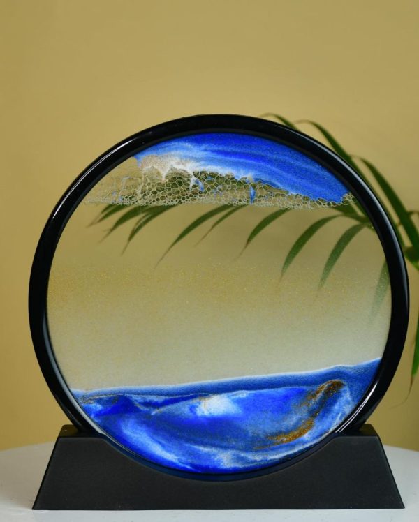 Circular Glass Sand Art Elegant Moving Sand Sculpture | 10 x 2 x 11 inches on Sale