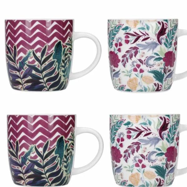 KitchenCraft Barrel Mug Set Exotic Floral | Set of 4 | 1.5 x 2.8 inches on Sale