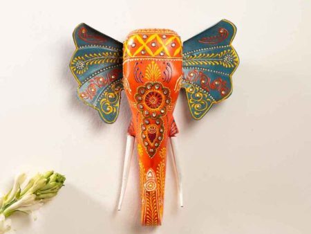 Artistic Hand painted Elephant Wall Decor | 11 x 9 x 3 inches For Discount