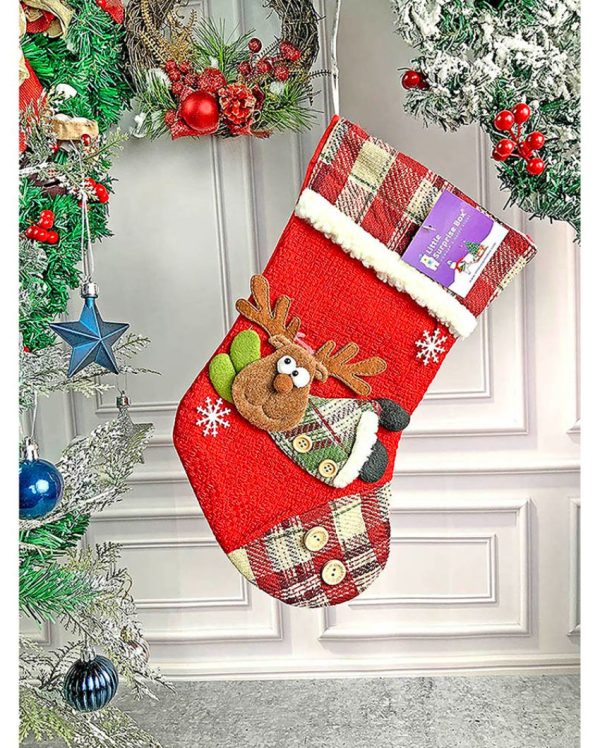 3D Christmas Stockings For Gifts & Decor | Set of 3 | 9 x 13 inches Fashion