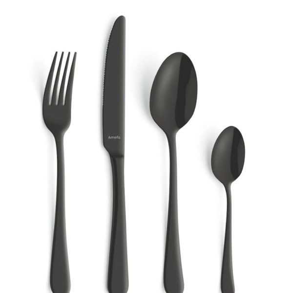 Amefa Austin Black Stainless Steel Cutlery Set | Pack Of 24 Discount