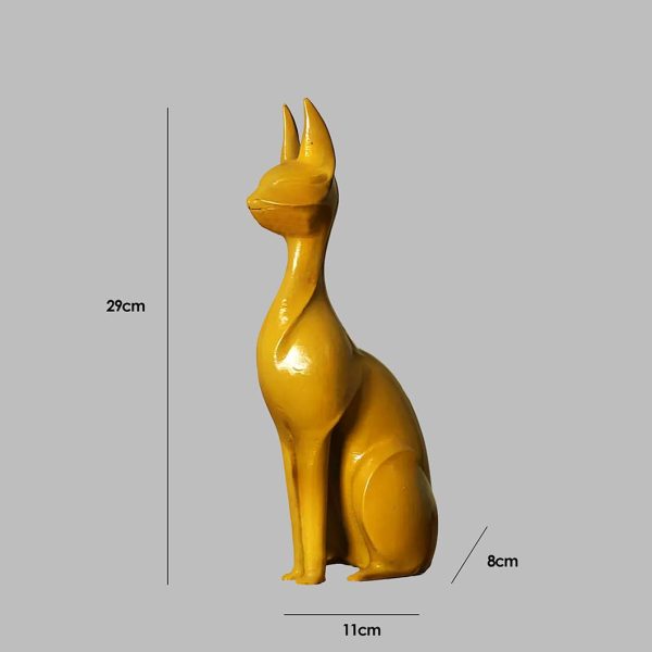 Charming Abstract Yellow Cat Statue Showpiece | 4 x 3 x 11 inches on Sale