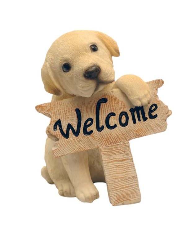 Dog Welcome Sign Polyresin Figurine | 4 x 4 x 6 inches For Cheap