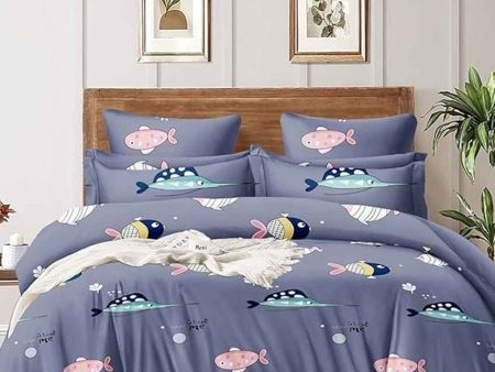 Grey Fish Printed Kids Comfy Quilts Cover With Zipper Online now