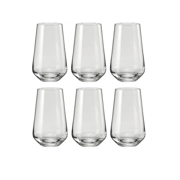 Bohemia Sandra Large Highball Glass Clear Lead Free Crystal Drink Accessory | Set of 6 | 3 x 6 inches | 440ml Cheap