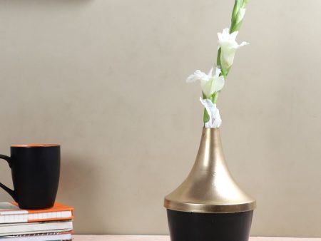 Modern Style Black with Gold Shade Flower Vase | 5 x 9 inches Cheap