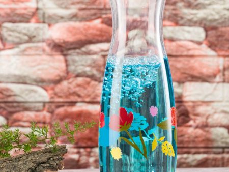 Floral Print Party Glass Carafe Jug | 4 x 10 inches | 1.2L Online now