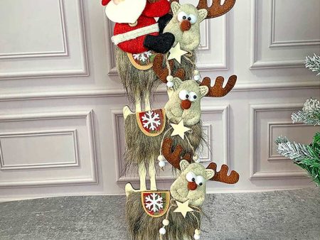 3-Tier Stacked Reindeer & Santa Table Decoration | 7 x 17 inches Supply