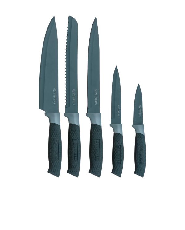 Horizon Grey Stainless Steel Knife with Block Set | 6 Pieces Supply