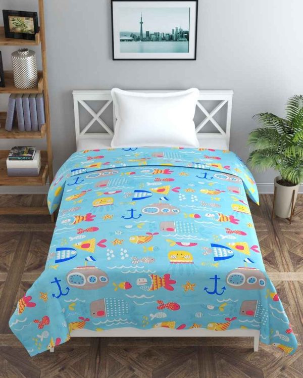 Blue Water Animal Printed Kids Comfy Quilts Cover With Zipper Online now