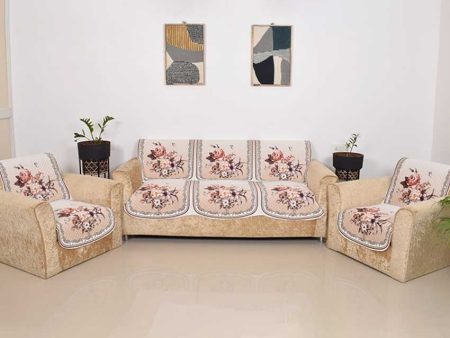 Lively Mix Flower Velvet Sofa Cover for Five Seater | Pack of 6 Online Sale