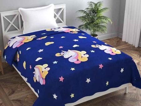 Blue Unicorn Printed Kids Comfy Quilts Cover With Zipper Online now